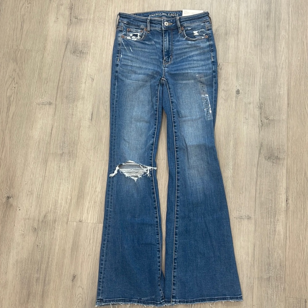 AE Ripped Super High-Waisted Flare Jean